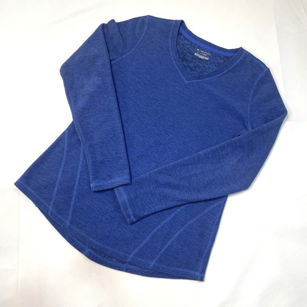 Tek Gear Women's Activewear‎ Top Long Sleeve V Neck Blue Athletic Shirt Sz Small